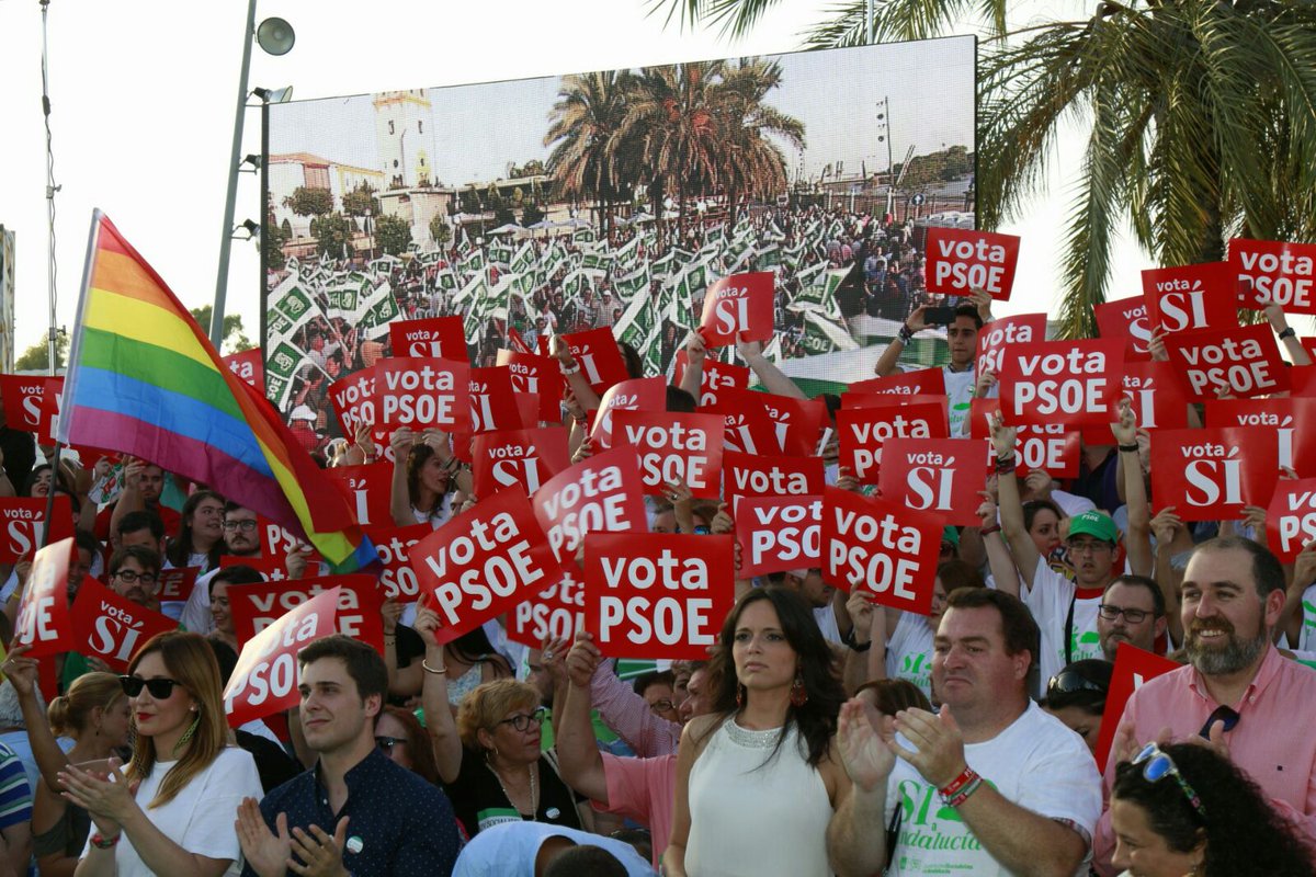 Mitin en el Muelle de la Sal del PSOE de Sevilla las pasadas elecciones.